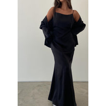 Load image into Gallery viewer, Satin Finish Dress &amp; Cardigan Set