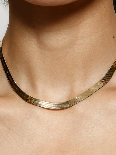 Juliana 18K Gold Non-Tarnish Flat Bold Snake Chain Necklace