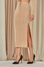 Load image into Gallery viewer, Side Slit Slinky Skirt - Gold