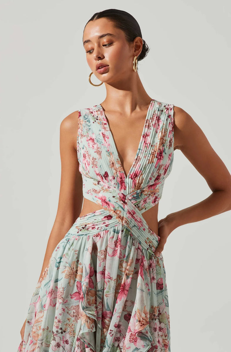 FLORAL CUT OUT MAXI DRESS