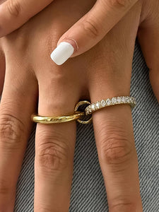 Justine 18K Gold Non-Tarnish CZ Double Hoop Ring