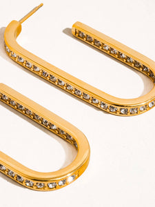 Belmont 18K Gold Non-Tarnish U Hoop CZ Earring