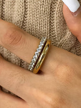 Load image into Gallery viewer, Justine 18K Gold Non-Tarnish CZ Double Hoop Ring