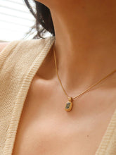 Load image into Gallery viewer, Maeve 18K Non-Tarnish Green Square Stone Pendant