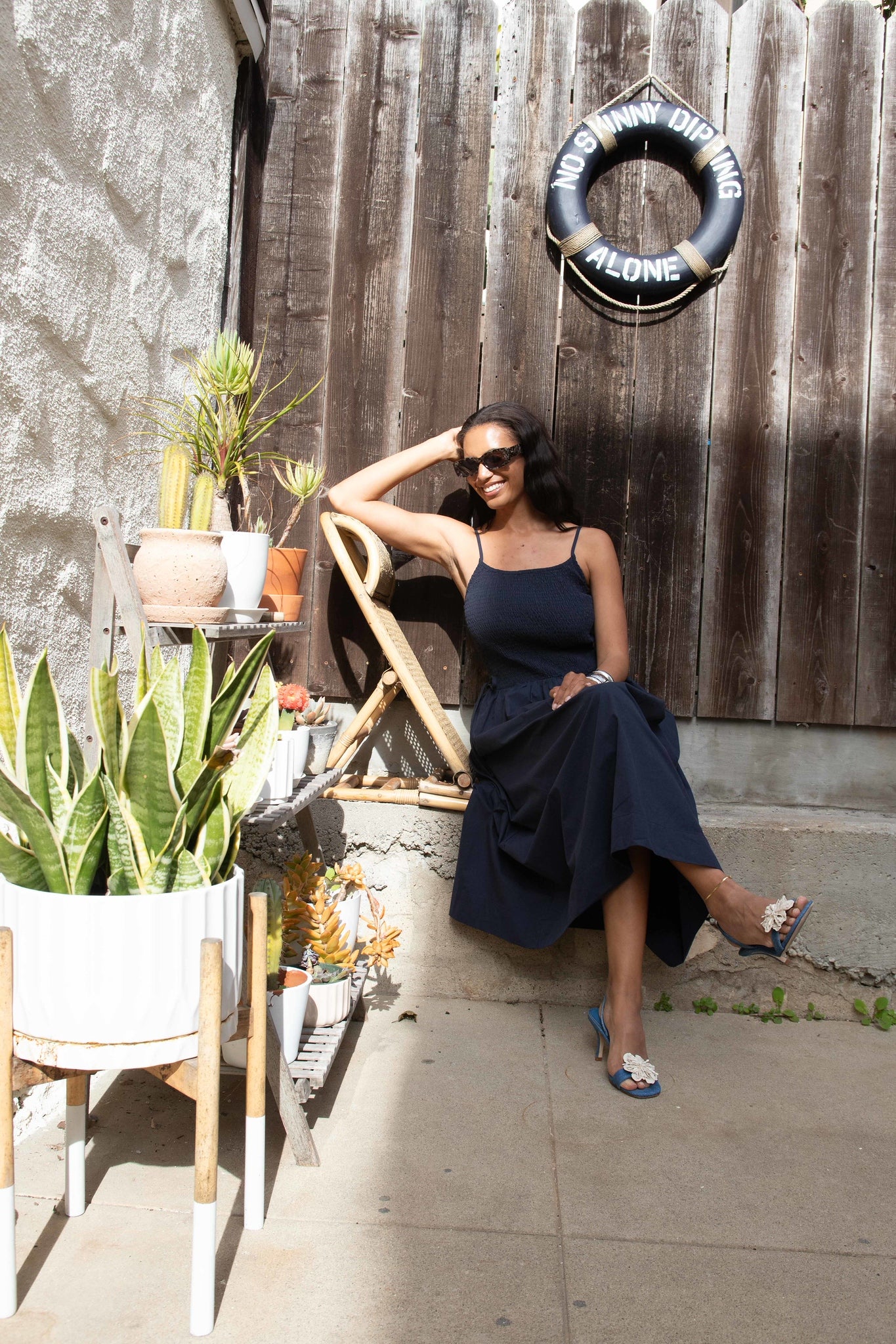 Navy blue dress, summer dress, vacation dress, midi dress, cotton dress, poplin, navy, nautical, sailor