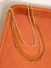 Load image into Gallery viewer, Cadeaux 18K Gold Non-Tarnish Stacked Pearl Chain Necklace