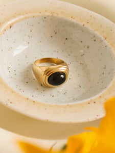 Palmer 18K Gold Non-Tarnish Agate Stone Ring