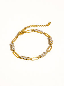 Basil 18K Gold Non-Tarnish Rhinestone Chain Bracelet