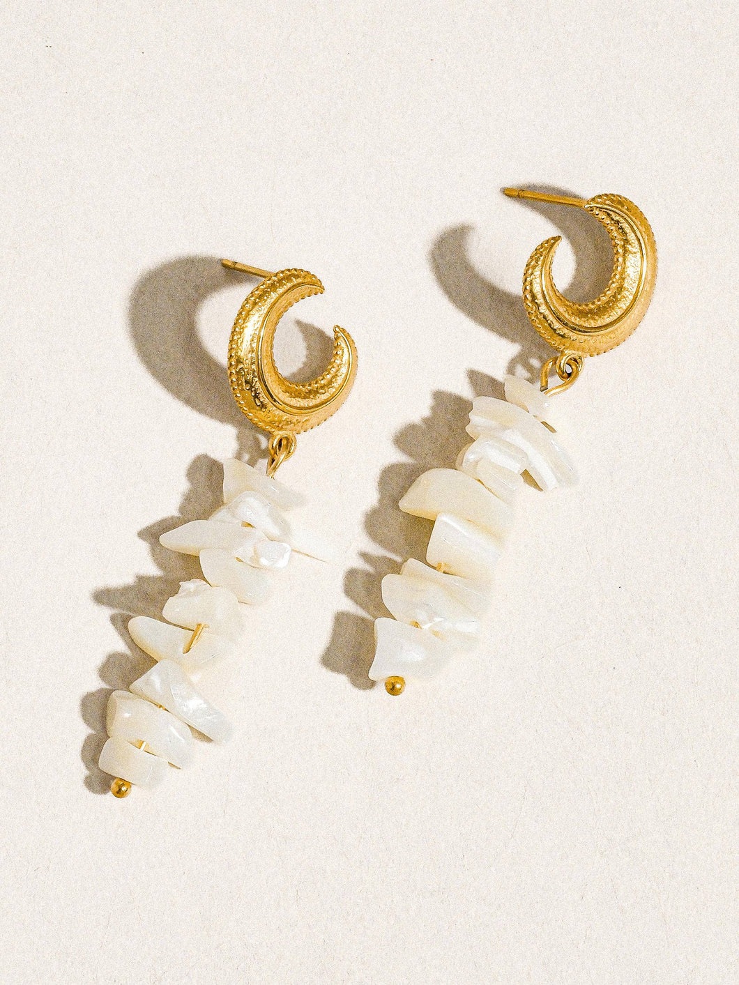 Shelby 18K Gold Non-Tarnish Resort Moon and Shell Earring