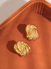 Load image into Gallery viewer, Ashton 18K Gold Non-Tarnish Wavy Rectangular Studs