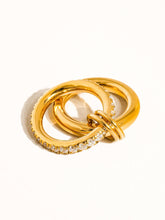 Load image into Gallery viewer, Justine 18K Gold Non-Tarnish CZ Double Hoop Ring