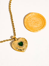 Load image into Gallery viewer, Akira 18K Gold Non-Tarnish Green CZ Heart Necklace