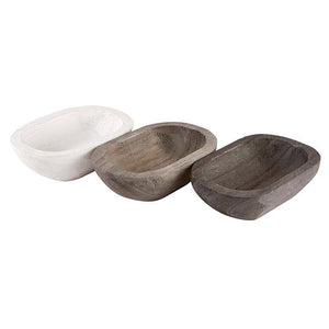 Paulownia Wood Snack/Trinket Bowls - Set of 3