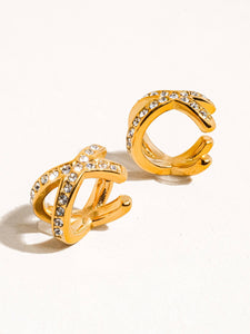 Avery 18K Gold Non-Tarnish X CZ Ear Cuff