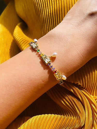 Brillare 14K Bracelet with Multicolor Oval Gemstone