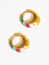 Load image into Gallery viewer, Paloma 18K Gold Colorful Striped Hoop Earring