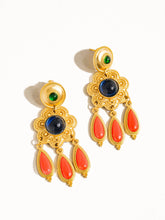 Load image into Gallery viewer, Aperol 18K Gold Vintage Triple-Layered Flower Dangle Earring