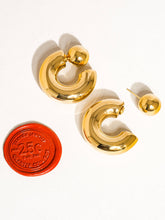 Load image into Gallery viewer, Fernanda 18K Gold Non-Tarnish Ball C Hoop Earring