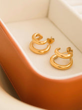 Load image into Gallery viewer, Maddison-Gold Non-Tarnish Double C Hoop Earring