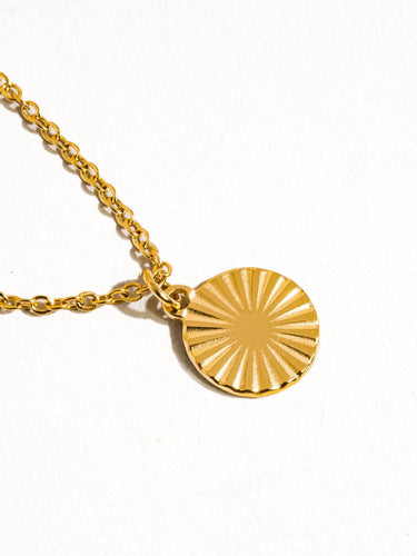 Miraz 18k Gold Non-Tarnish Round Sun Gaze Necklace