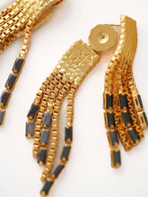 Load image into Gallery viewer, Delfina 18K Gold-Plated Black Zircon Fringe Earrings