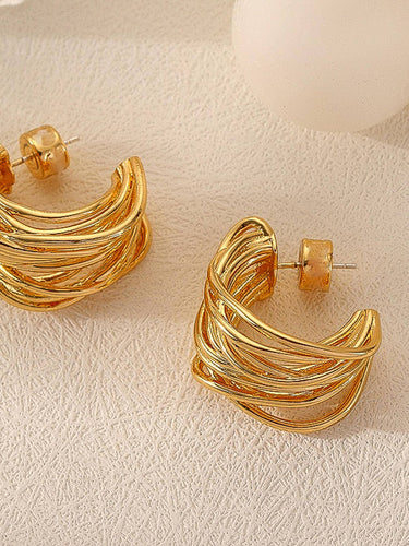 Noemie 18k Gold String C Hoop Huggie Earring