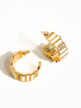 Load image into Gallery viewer, Jesse 18K Gold CZ Dressy C-Hoop Earring