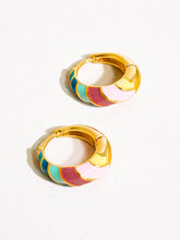 Load image into Gallery viewer, Paloma 18K Gold Colorful Striped Hoop Earring