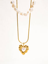 Load image into Gallery viewer, Taliana 18K Gold Non-Tarnish Layered Pearl Heart Necklace