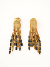 Load image into Gallery viewer, Delfina 18K Gold-Plated Black Zircon Fringe Earrings