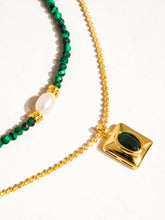 Load image into Gallery viewer, Harlynn 18K Gold Boho Green Beaded Layer Necklace