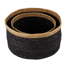 Load image into Gallery viewer, Seagrass Basket Set - Black/Natural Rim