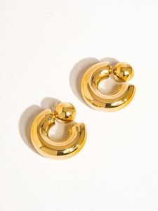 Fernanda 18K Gold Non-Tarnish Ball C Hoop Earring