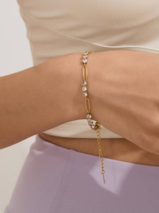 Basil 18K Gold Non-Tarnish Rhinestone Chain Bracelet