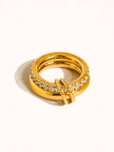 Load image into Gallery viewer, Justine 18K Gold Non-Tarnish CZ Double Hoop Ring
