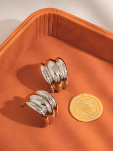 Colton 18K Gold Non-Tarnish Layered Spiral Earring: Silver