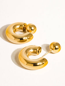 Fernanda 18K Gold Non-Tarnish Ball C Hoop Earring