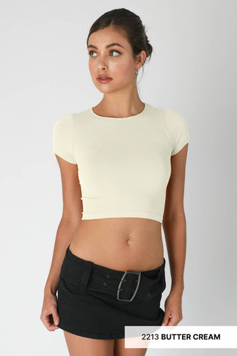 Jersey Crew Neck Crop Tee