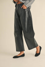 Load image into Gallery viewer, Misha Vegan Leather Barrel Pant
