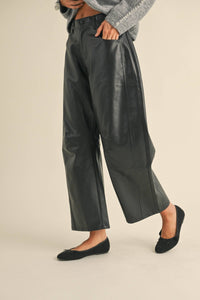 Misha Vegan Leather Barrel Pant