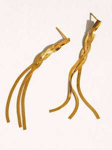 Zed 18K Gold Non-Tarnish Braided Tassel Earring