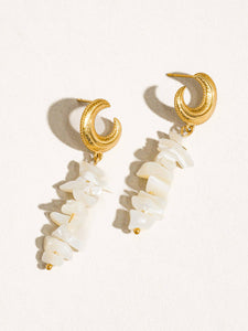 Shelby 18K Gold Non-Tarnish Resort Moon and Shell Earring