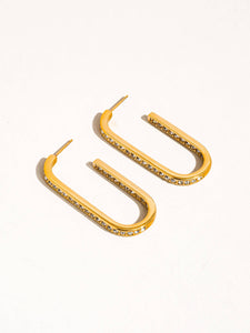 Belmont 18K Gold Non-Tarnish U Hoop CZ Earring