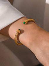 Load image into Gallery viewer, Vail 18K Gold Non-Tarnish Stone Braided Bangle