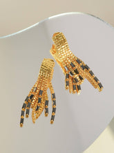 Load image into Gallery viewer, Delfina 18K Gold-Plated Black Zircon Fringe Earrings