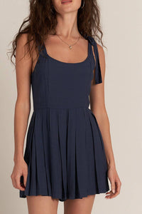 Shoulder Tie Pleated Romper