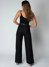 Load image into Gallery viewer, Linen Knotch Waist Pant- Black