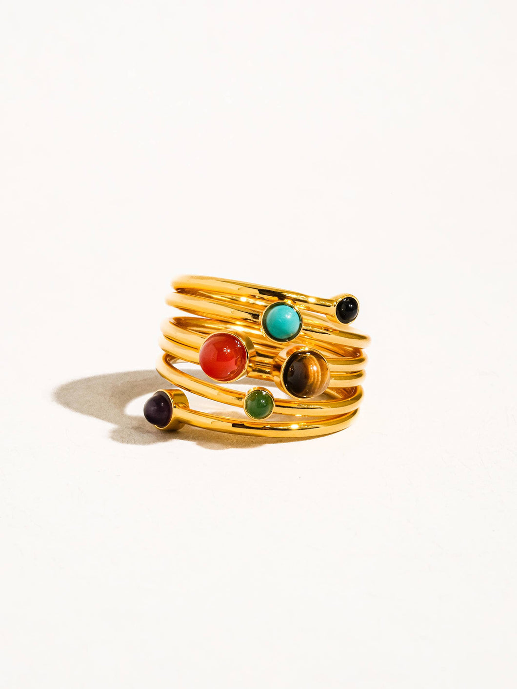 Teigan 18K Gold Multi Color Stone Layered Ring