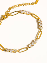 Load image into Gallery viewer, Basil 18K Gold Non-Tarnish Rhinestone Chain Bracelet