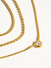 Load image into Gallery viewer, Paulette 18K Gold Non-Tarnish Trilayer CZ Chain Necklace